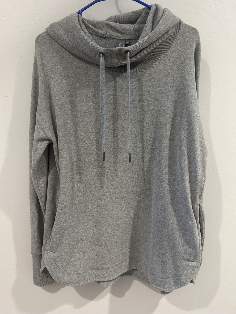Sweaty Betty Light Gray Cowl Neck Pullover Hoodie Pockets!